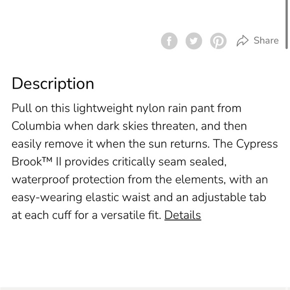 Columbia Girls Cypress Brook™ II Pant (rain pants) - Picture 3 of 10